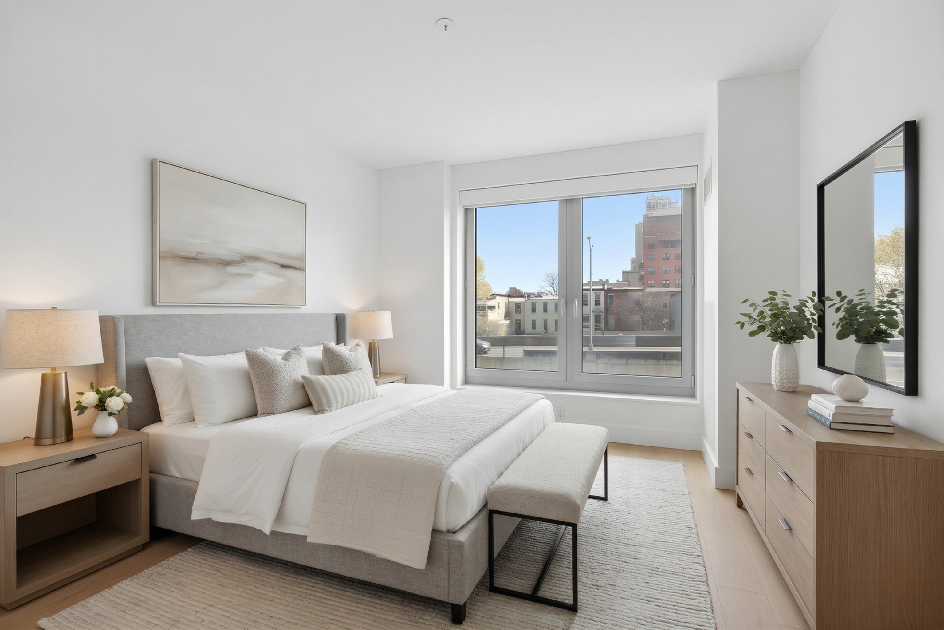 575 4th Avenue, Unit 3F Brooklyn, NY 11215 - Photo 6 of 20 a bedroom with a large bed and a large window