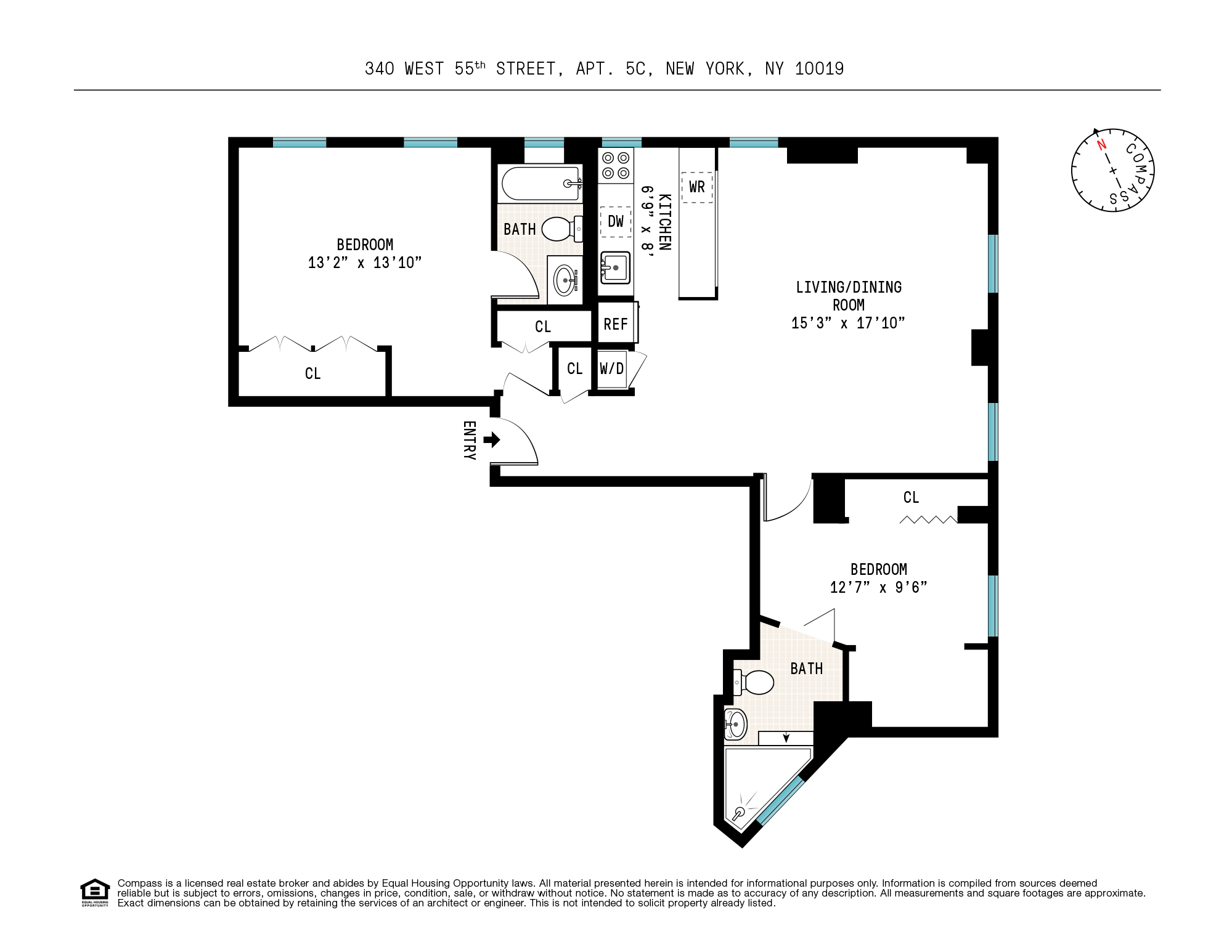 340 West 55th Street, Unit 5C Manhattan, NY 10019 - Photo 10 of 10 a picture of a floor plan