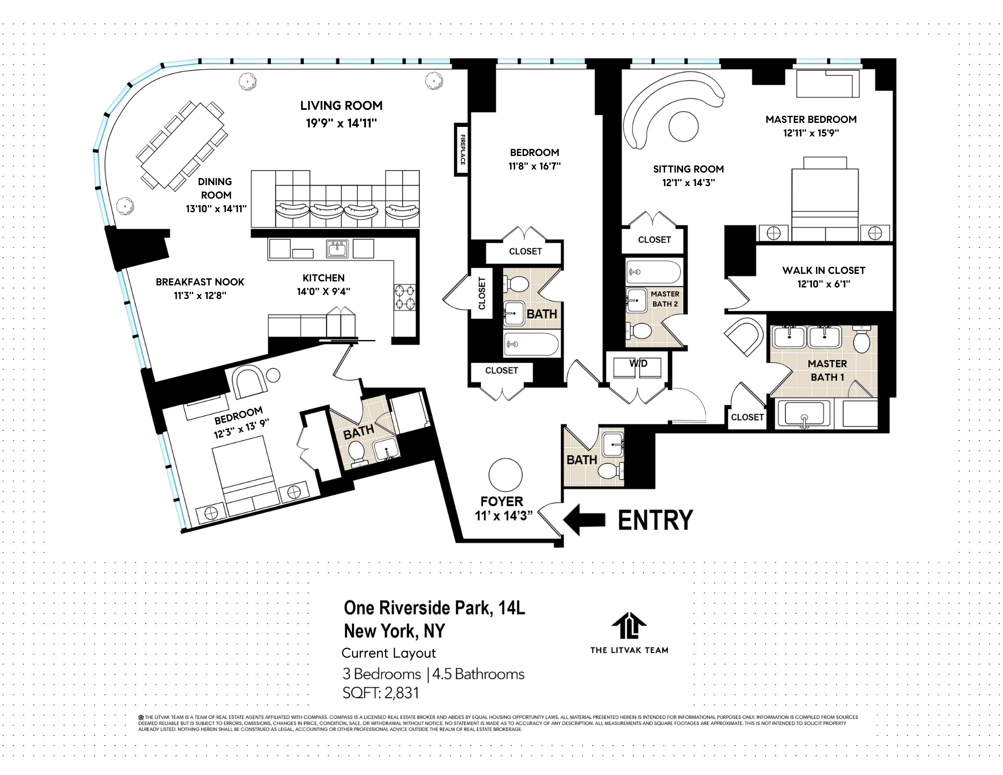 50 Riverside Boulevard, Unit 14L Manhattan, NY 10069 - Photo 21 of 21 a black and white photo of a book and a white bed