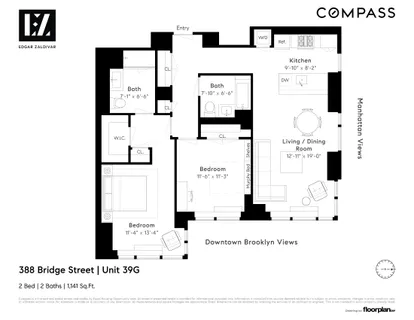 $1,635,000 | 388 Bridge Street, Unit 39G | Downtown Brooklyn