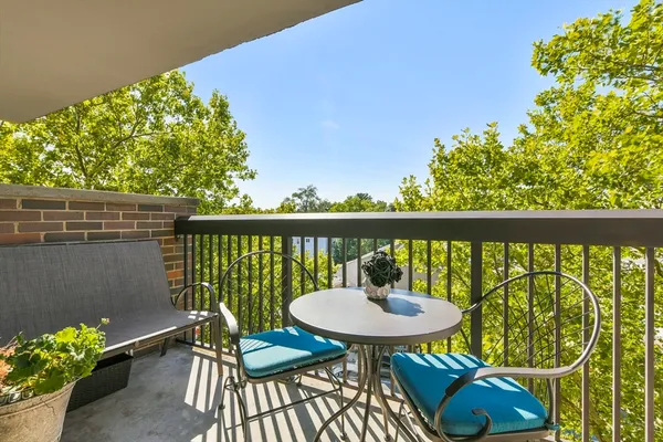 a outdoor view with a seating space