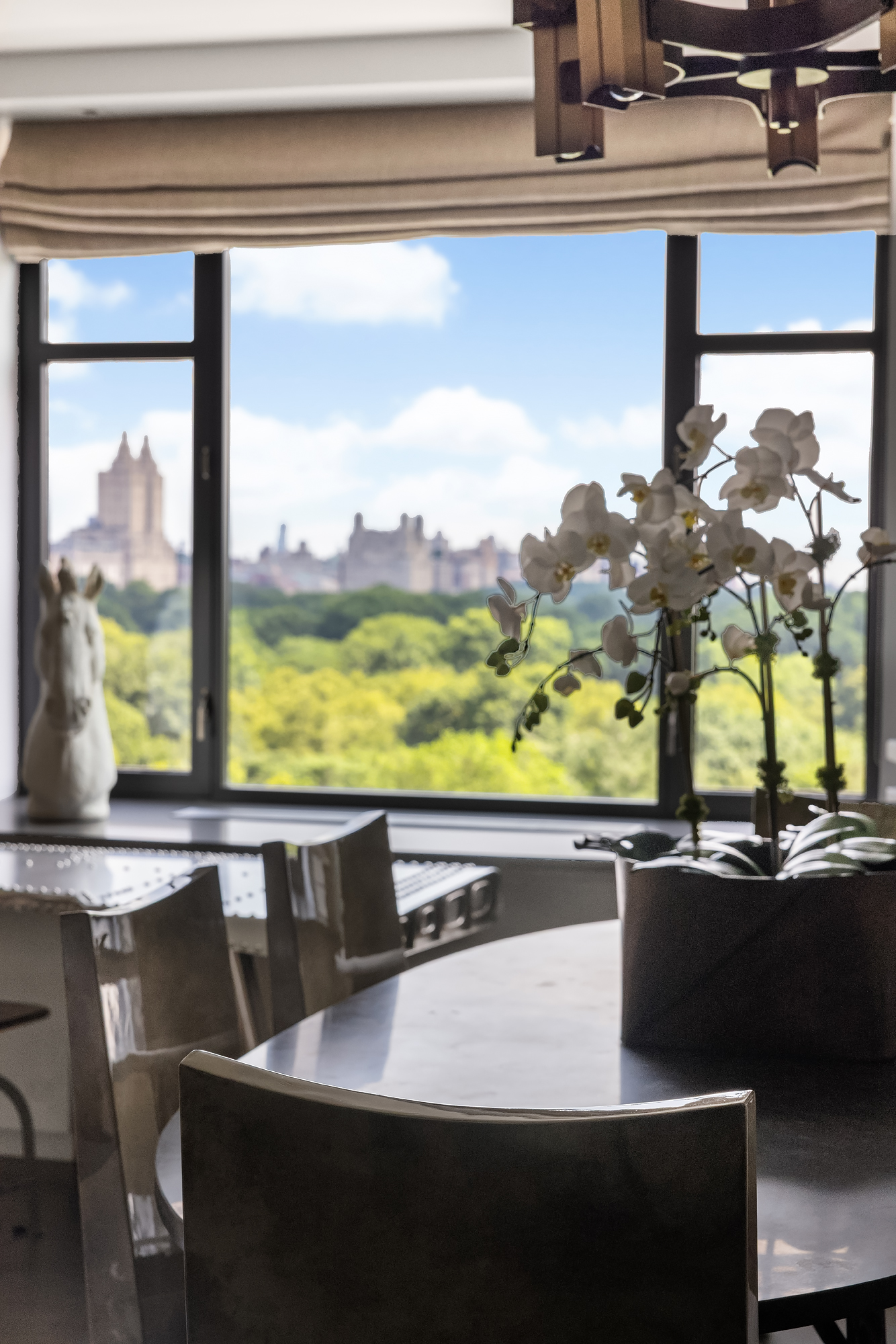 110 Central Park South, Unit 12ABC Manhattan, NY 10019 - Photo 20 of 49 a view of a city from a dining room