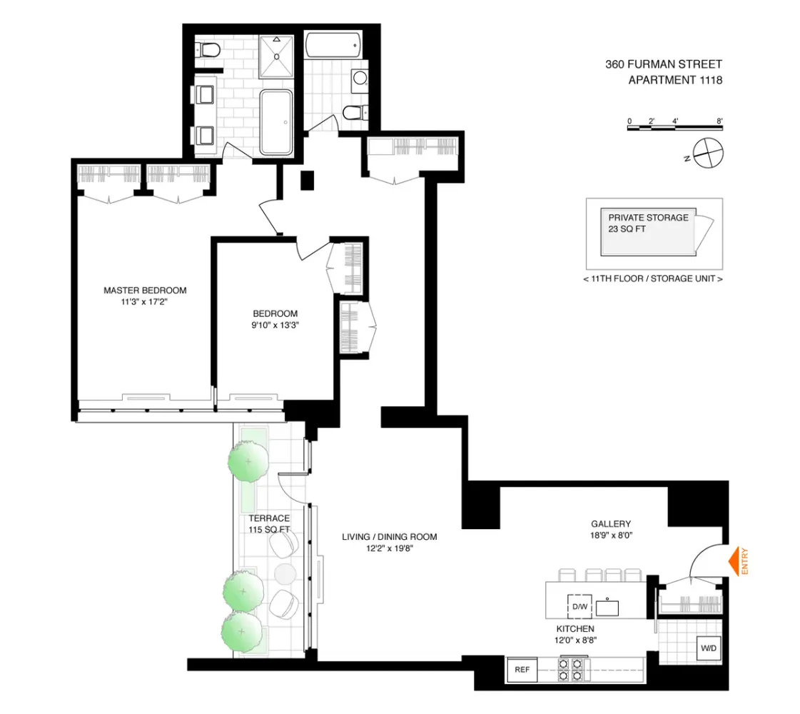 $12,500 | 360 Furman Street, Unit 1118 | Brooklyn Heights