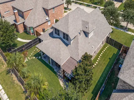 an aerial view of a house