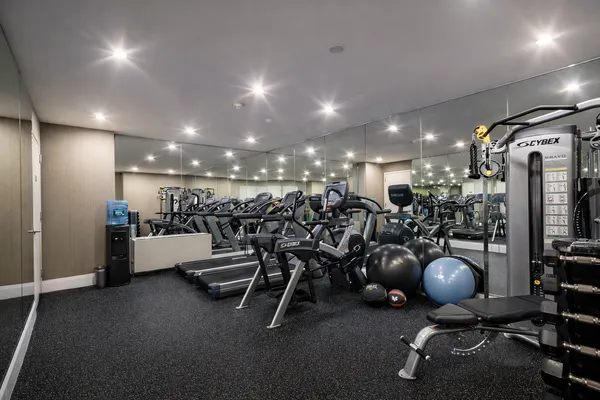 a view of a room with gym equipment