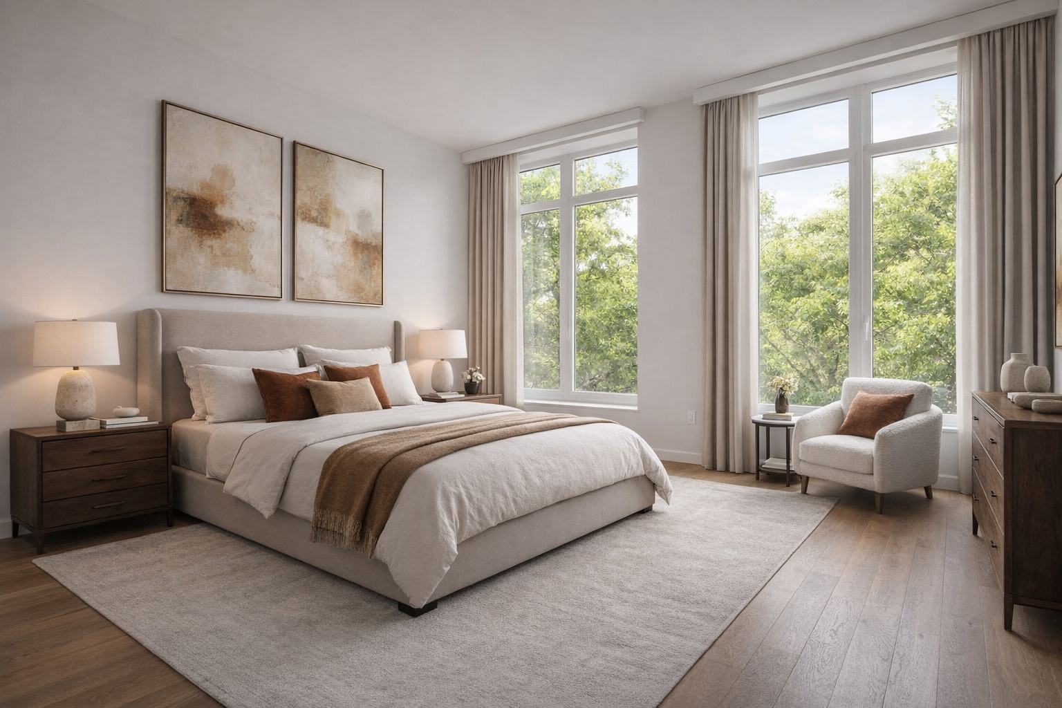 400 West 12th Street, Unit 3F Manhattan, NY 10014 - Photo 5 of 15 a bed room with a bed and a couch