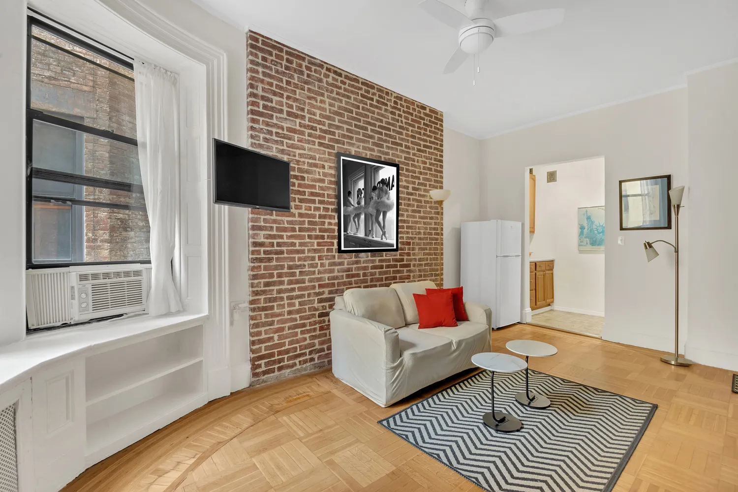 a living room with furniture