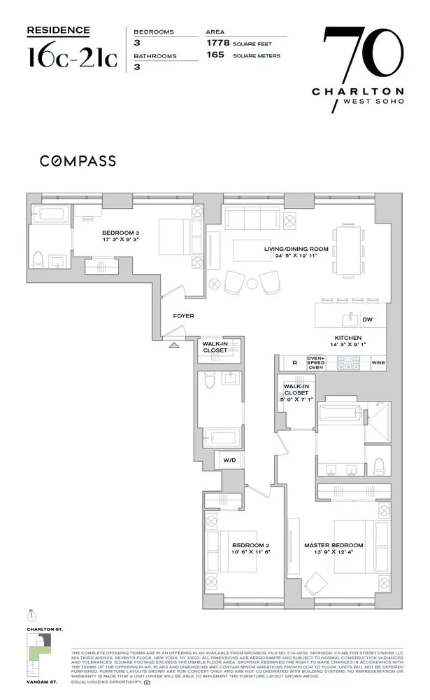 $3,895,000 | 70 Charlton Street, Unit 16C | Hudson Square