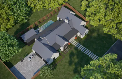 an aerial view of a house
