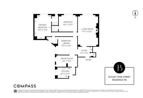 $2,695,000 | 50 East 72nd Street, Unit 9B | Lenox Hill