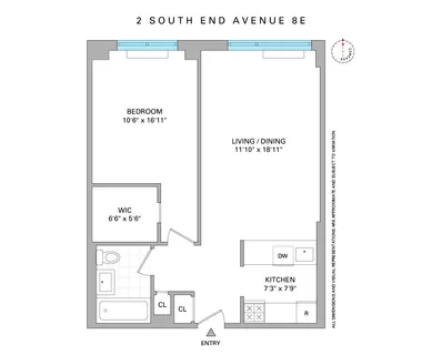 $550,000 | 2 South End Avenue, Unit 8E | Battery Park City