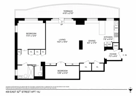 $895,000 | 400 East 52nd Street, Unit 14J | Midtown East