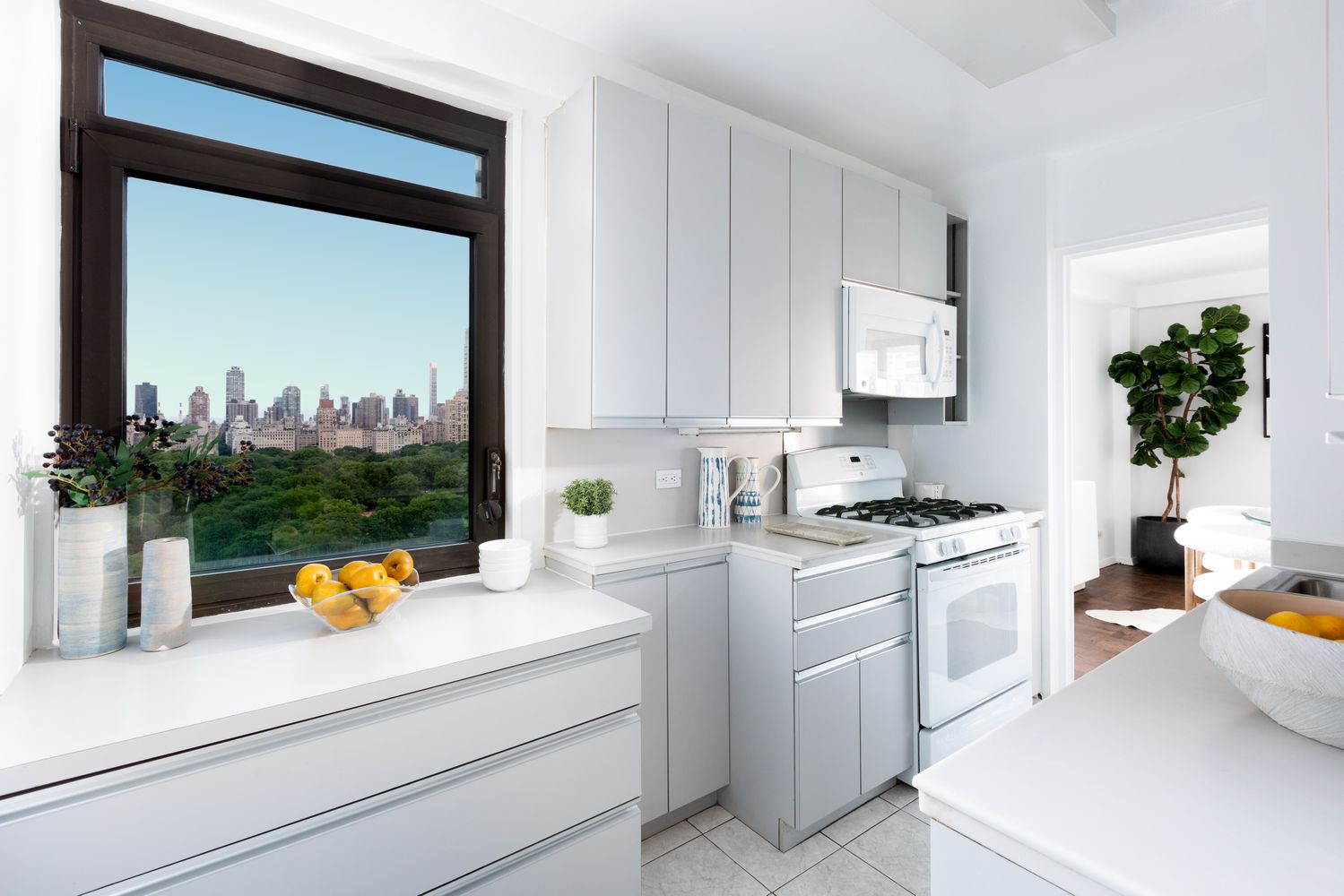 a view of balcony with a potted plant