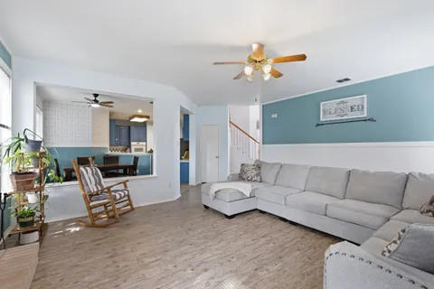 a living room with furniture