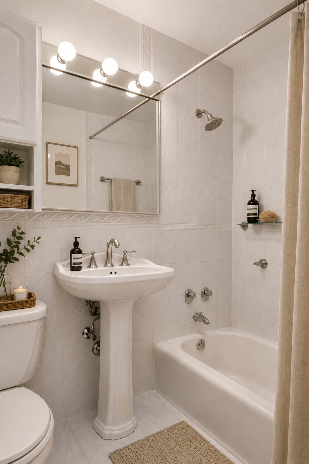 333 East 79th Street, Unit 10M Manhattan, NY 10075 - Photo 5 of 6 a bathroom with a sink a toilet and shower