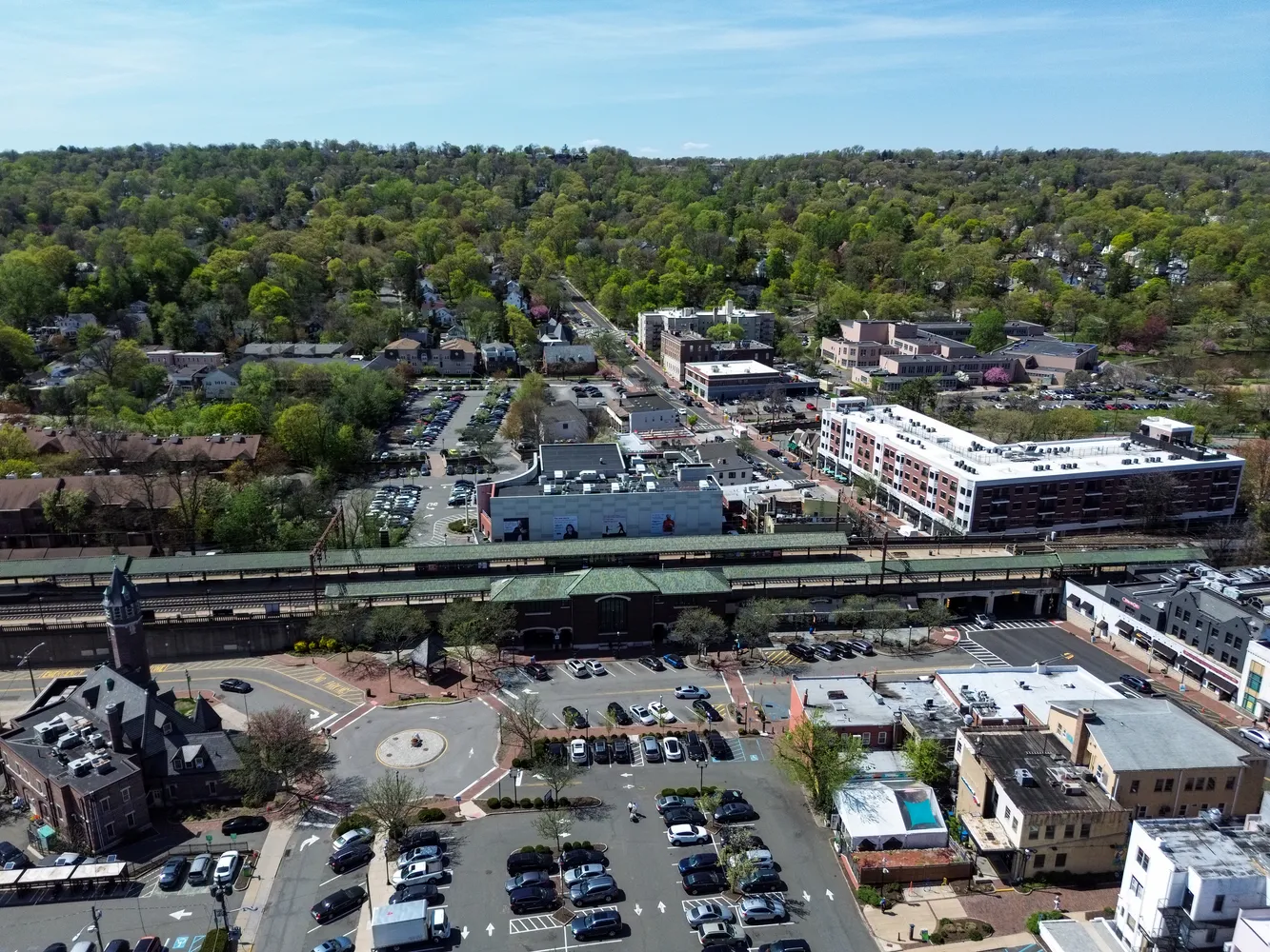a large building with a city view