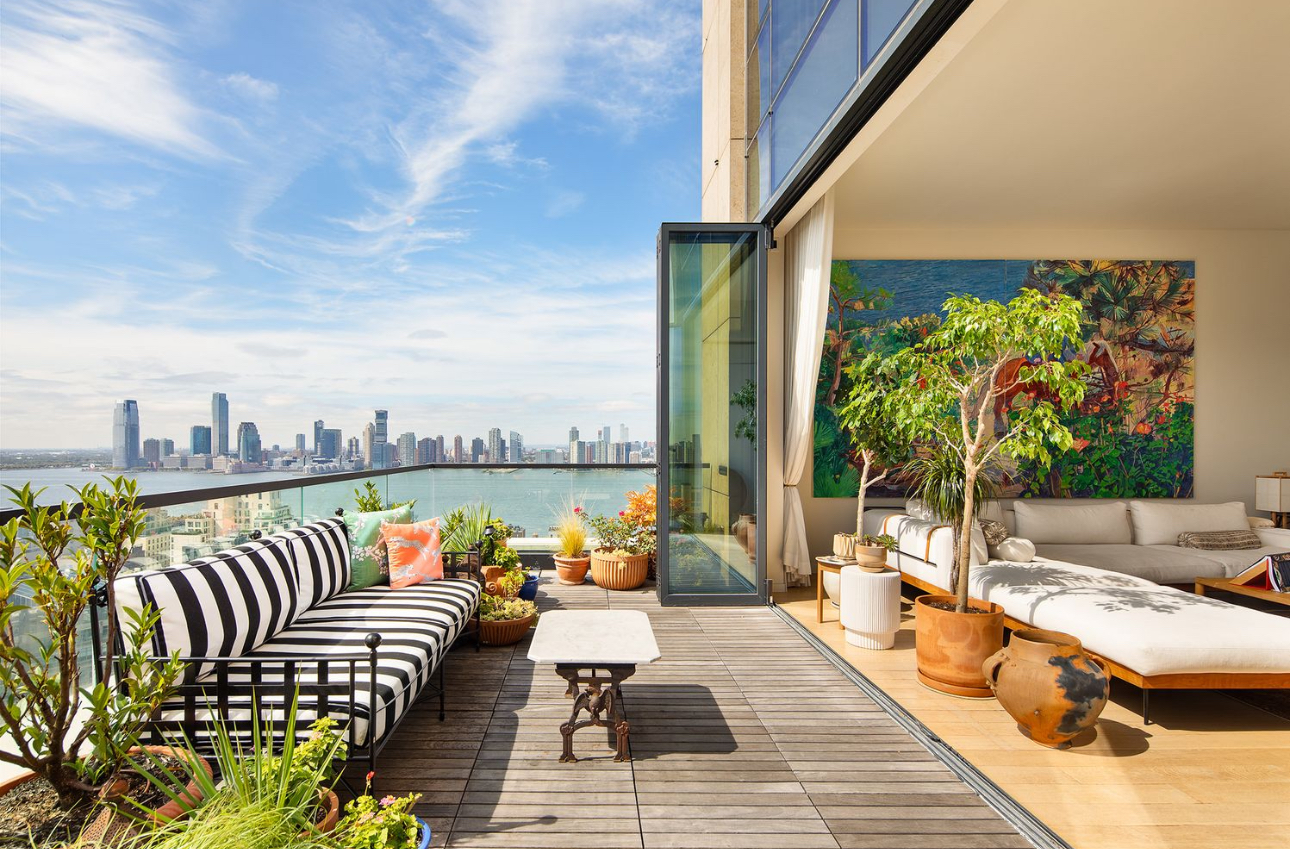 570 Broome Street, Unit PHA Manhattan, NY 10013 - Photo 1 of 22 view of living room with patio and ocean view