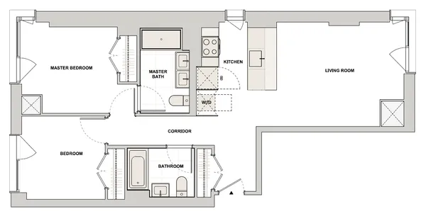 a picture of a bathroom with a shower and a window