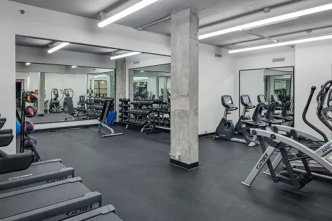 a view of a room with gym equipment
