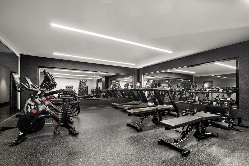 a view of a room with gym equipment