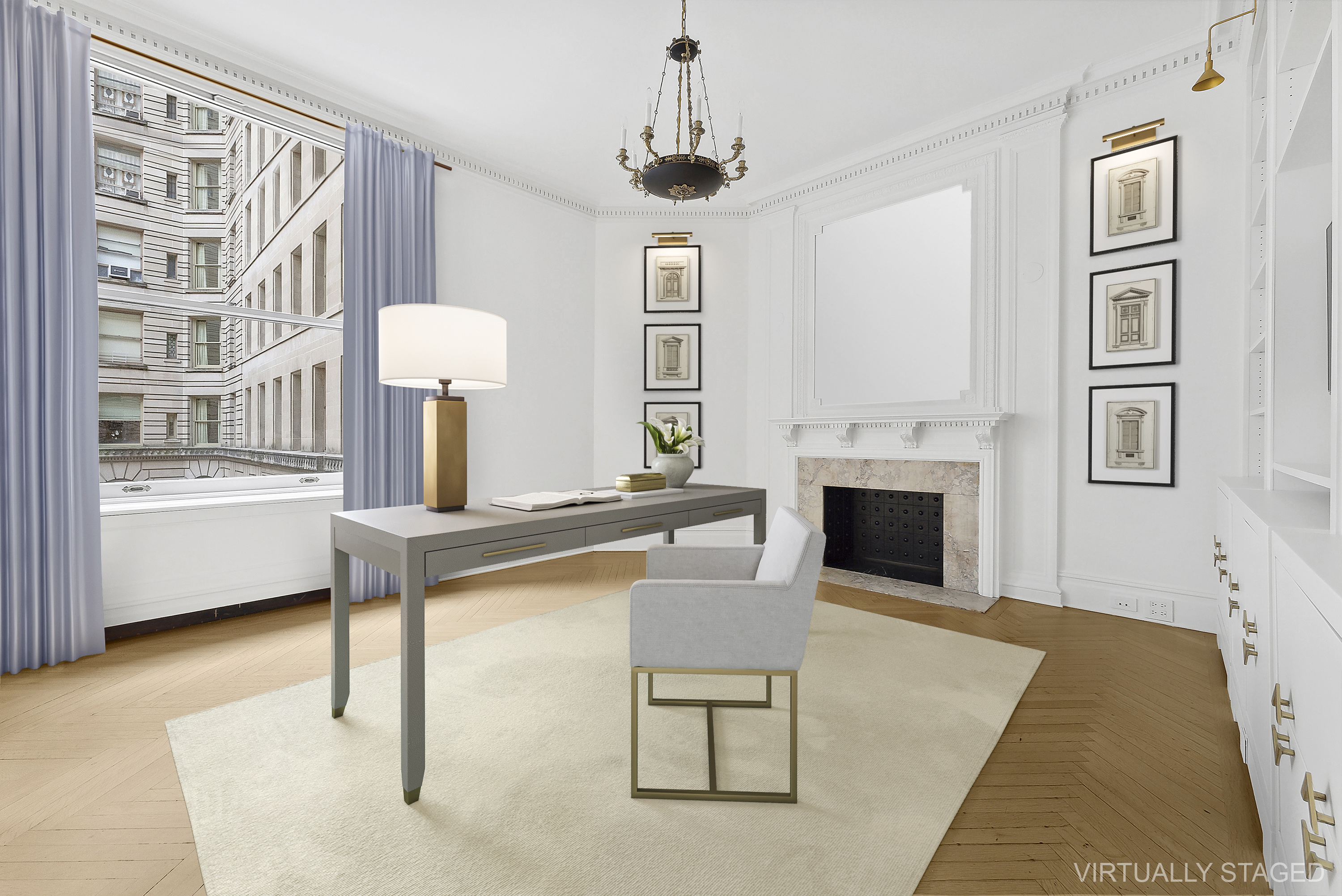 390 West End Avenue, Unit 4J Manhattan, NY 10024 - Photo 12 of 17 a living room with furniture a fireplace and a table