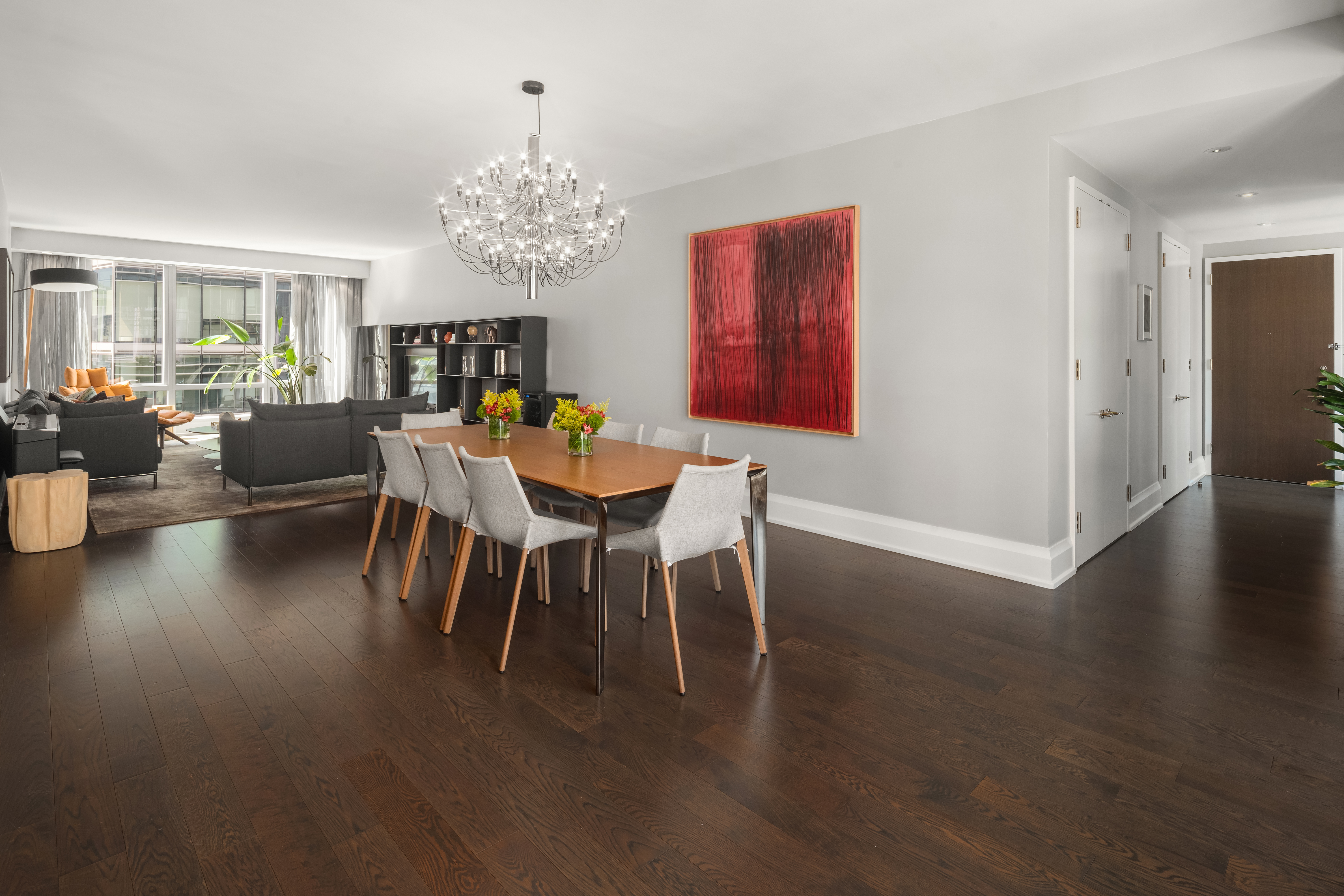 50 Riverside Boulevard, Unit 10P Manhattan, NY 10069 - Photo 2 of 21 a view of a dining room with furniture window and wooden floor