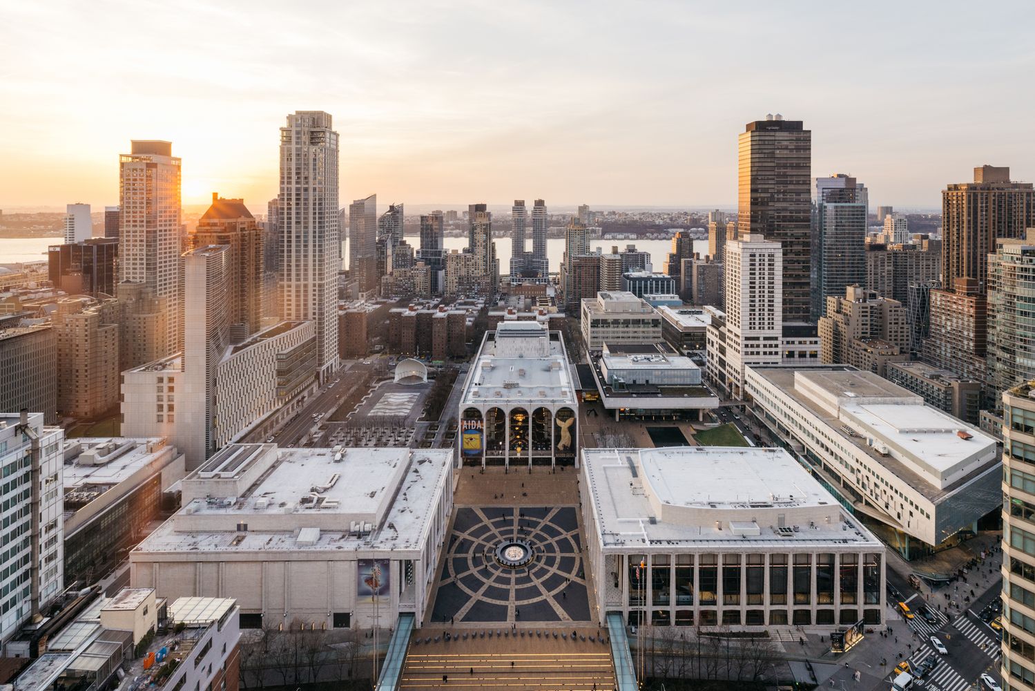 a view of a city with tall buildings