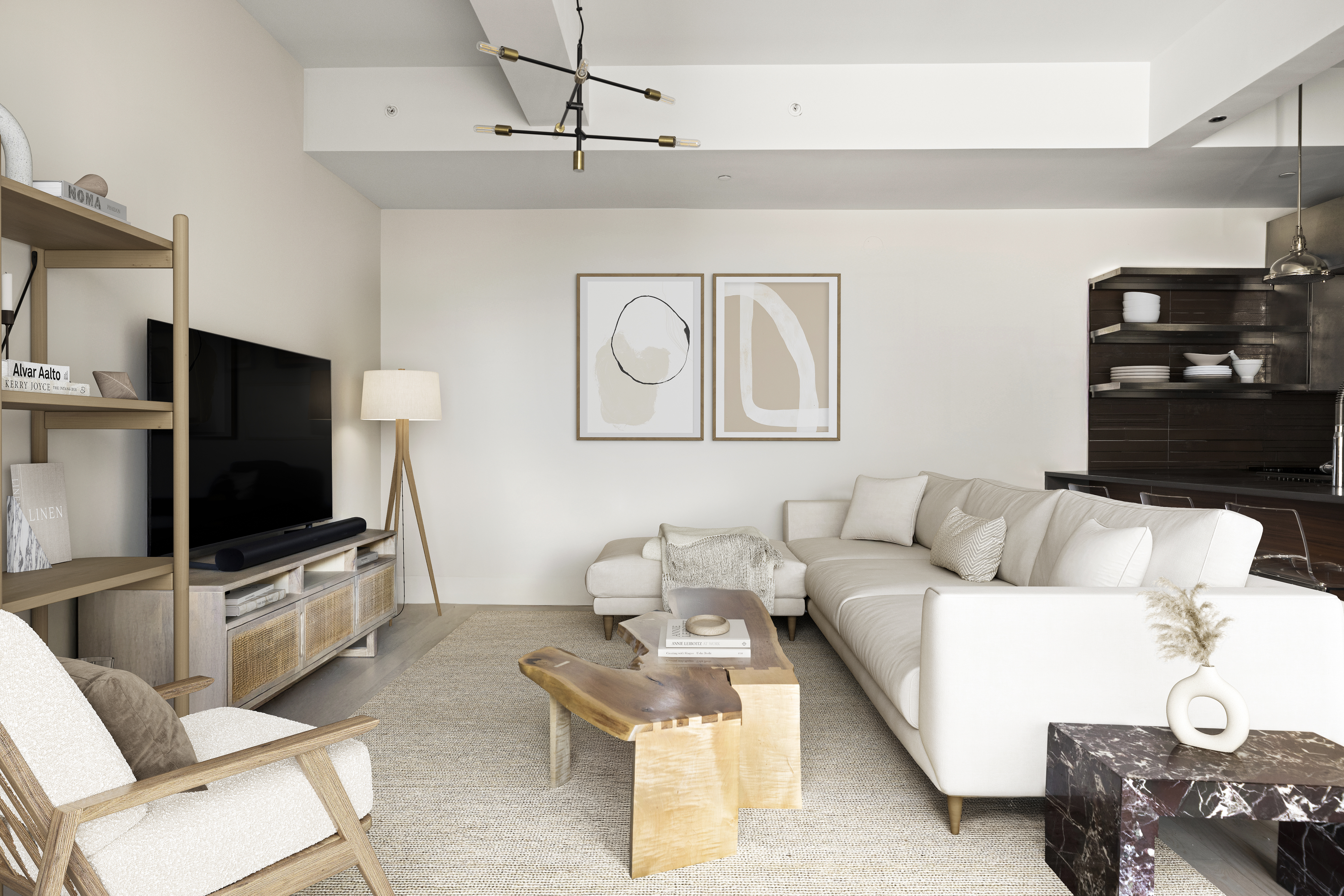 170 South 1st Street, Unit 4B Brooklyn, NY 11211 - Photo 2 of 11 a living room with furniture and a flat screen tv