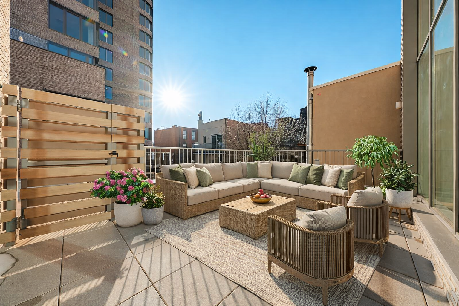 130 2nd Street, Unit TH1 Brooklyn, NY 11231 - Photo 1 of 23 a view of a patio with couches table and chairs and potted plants