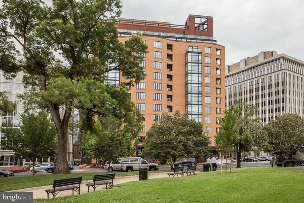 a view of a building and a street