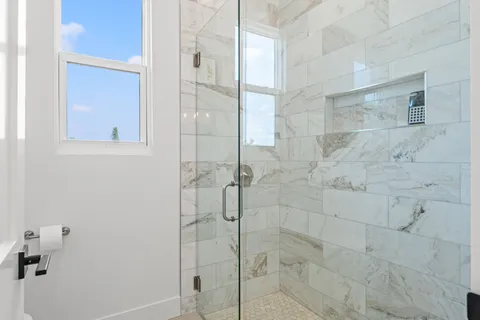a bathroom with a shower