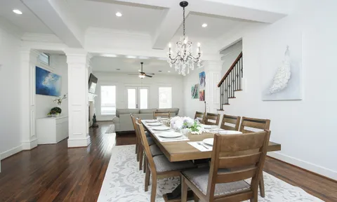 a view of a dining room and livingroom view