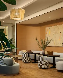 a view of swimming pool with outdoor seating