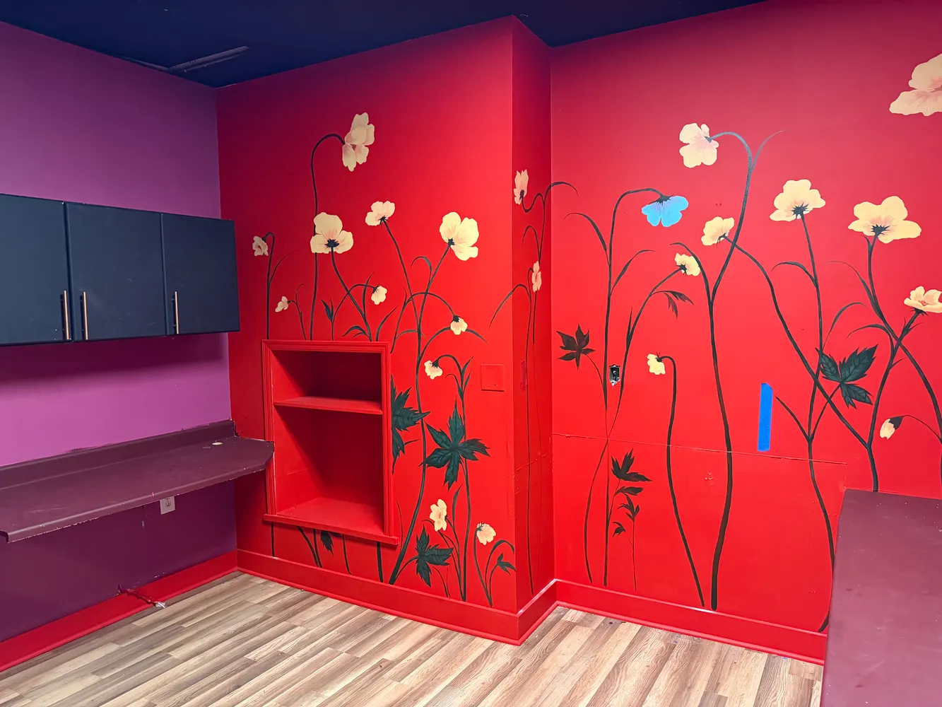 a view of a room with a small space