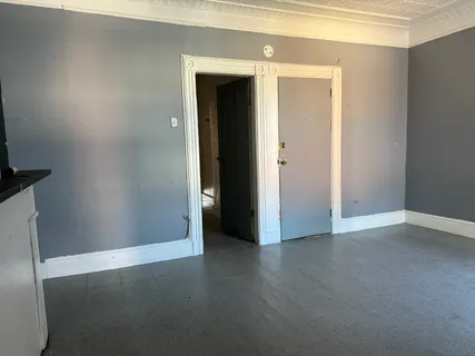 an empty room with closet