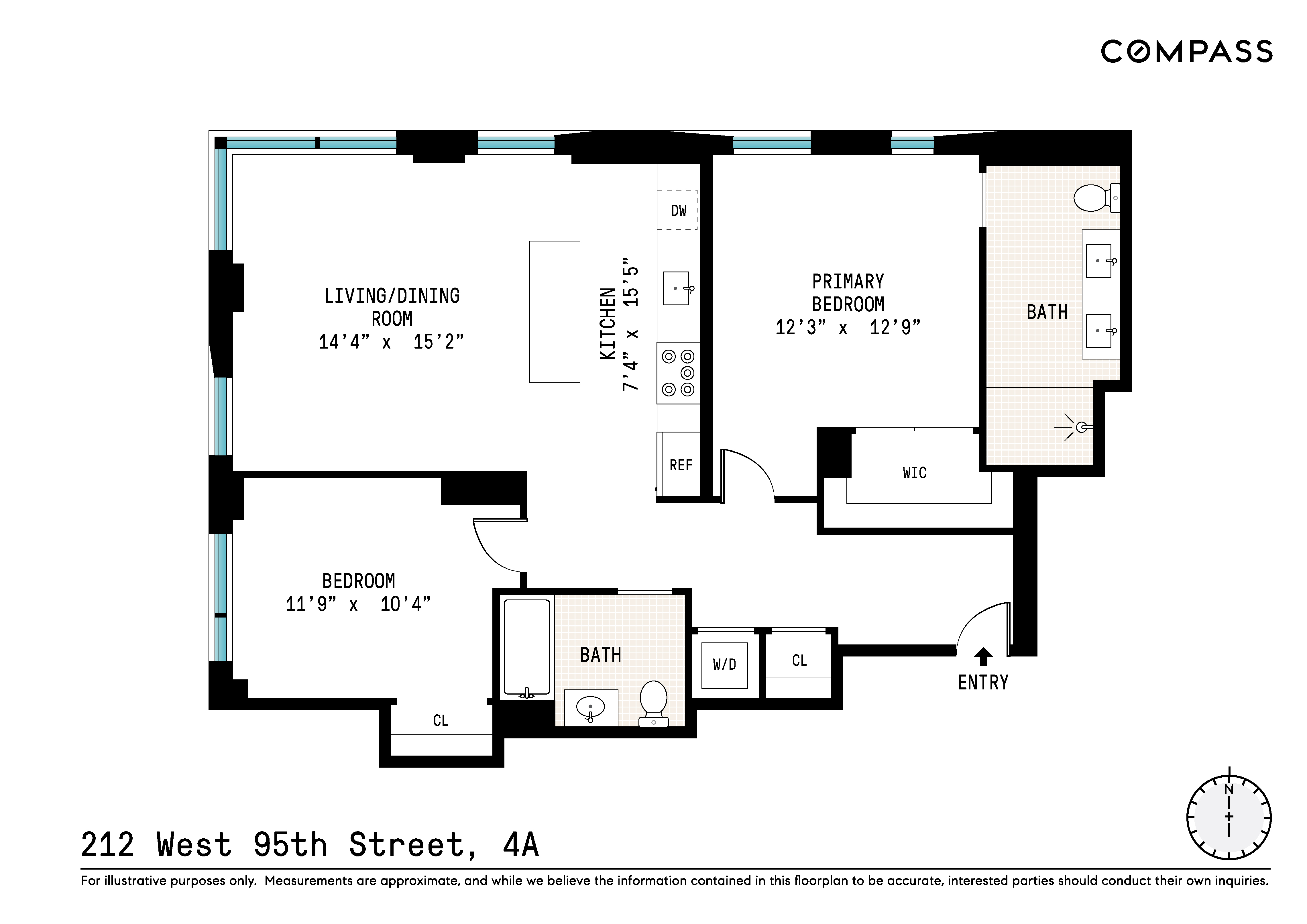 212 West 95th Street, Unit 4A Manhattan, NY 10025 - Photo 13 of 13 a picture of a floor plan