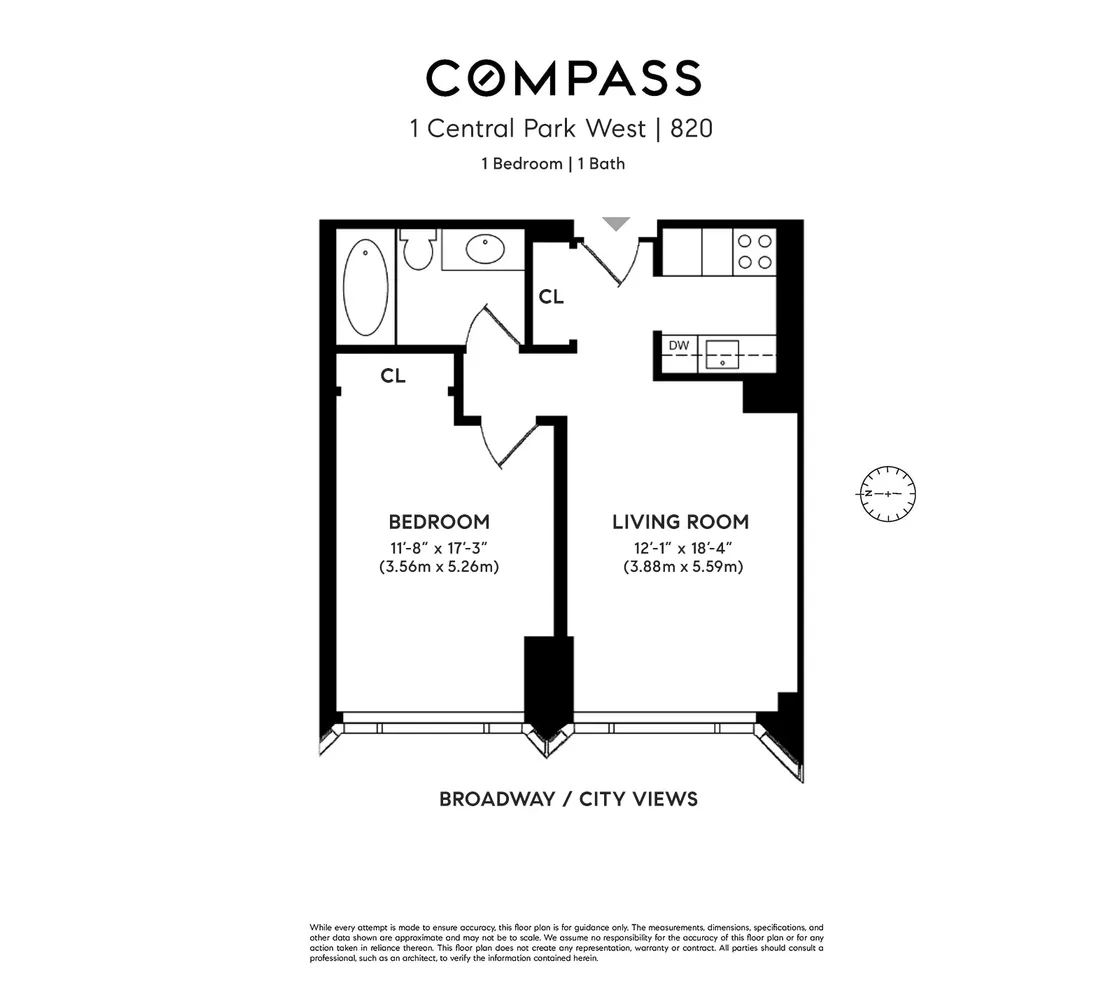 $825,000 | 1 Central Park West, Unit 820 | Upper West Side