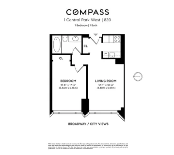 $789,000 | 1 Central Park West, Unit 820 | Upper West Side