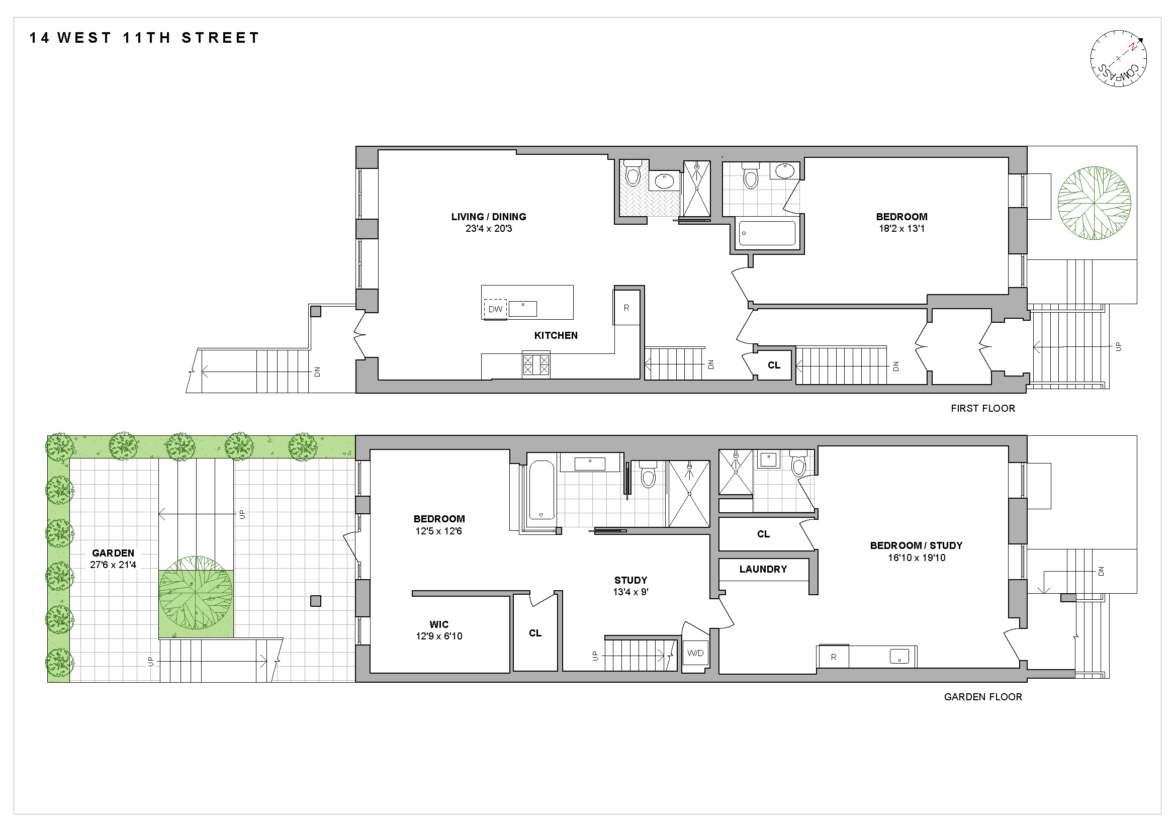 14 West 11th Street, Unit GARDEN Manhattan, NY 10011 - Photo 18 of 18 a black and white photo of a living room