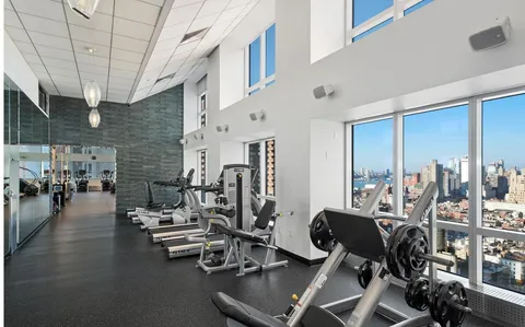 a view of a room with gym equipment