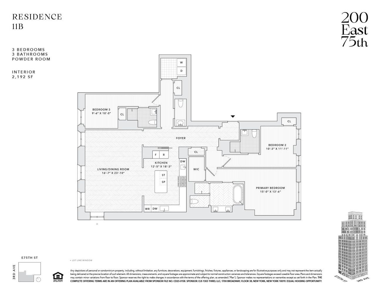 $6,330,000 | 200 East 75th Street, Unit 11B | Lenox Hill