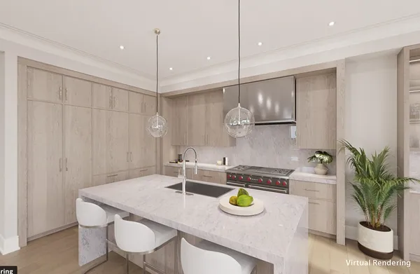 a kitchen with a table and chairs