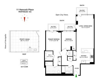 $1,849,000 | 11 Hancock Place, Unit PH102 | Harlem