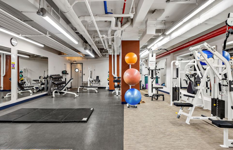 a view of a room with gym equipment