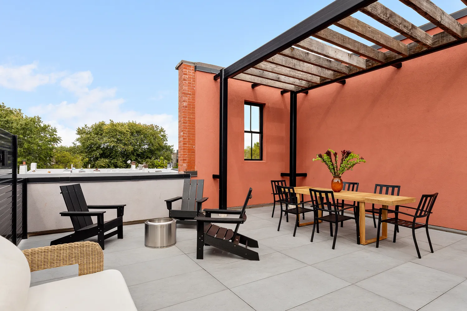 a outdoor space with furniture