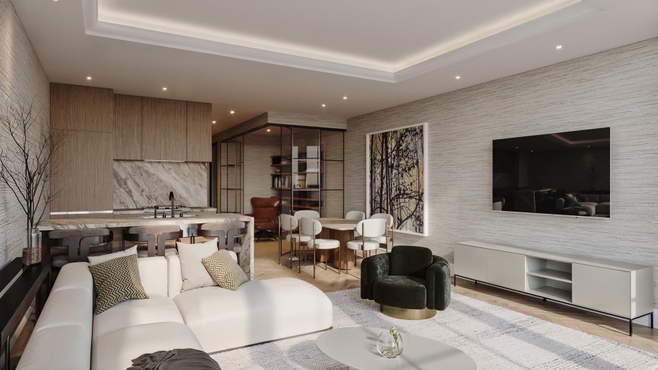 37 East 83rd Street Manhattan, NY 10028 - Photo 3 of 8 a living room with furniture and a flat screen tv