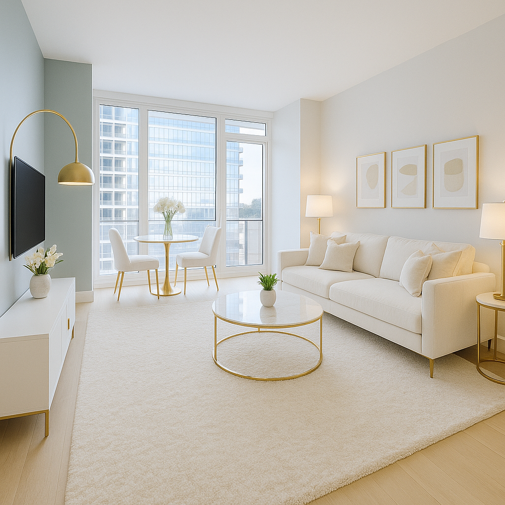 a living room with furniture and a flat screen tv