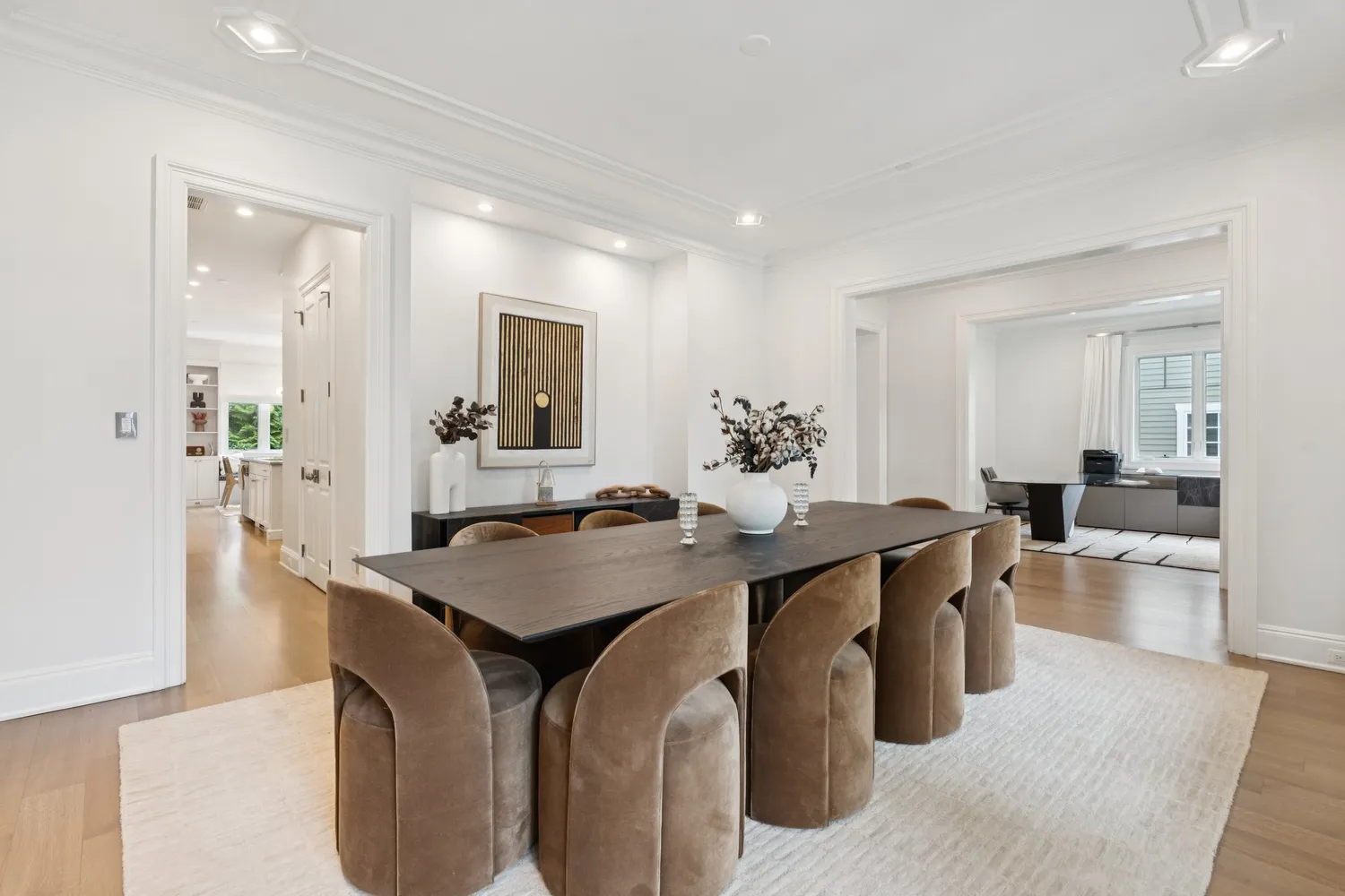 a view of kitchen island a sink and living room