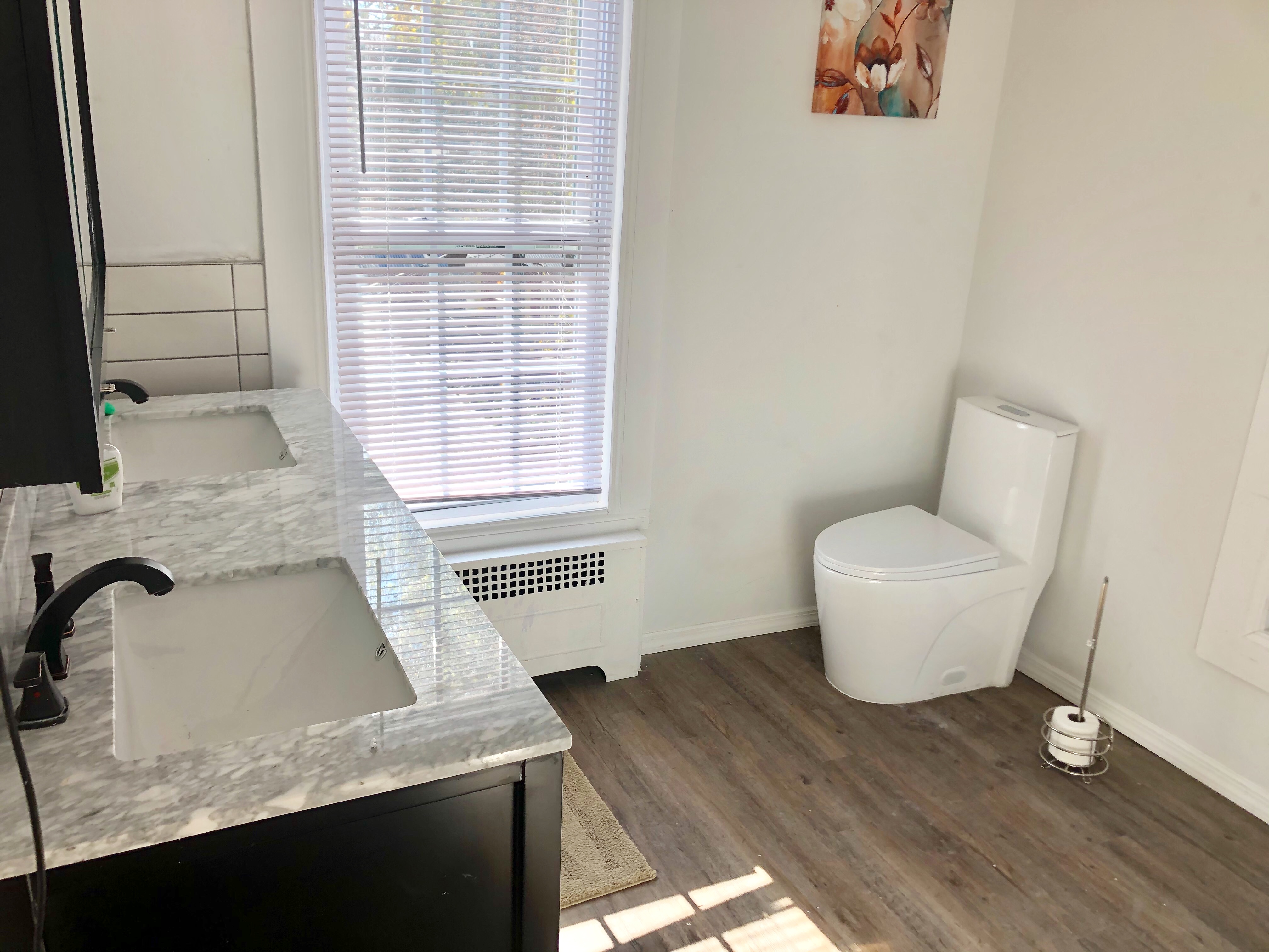 1112 Beverley Road Brooklyn, NY 11218 - Photo 42 of 53 a bathroom with a granite countertop sink and a mirror