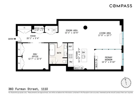 $1,550,000 | 360 Furman Street, Unit 1110 | Brooklyn Heights